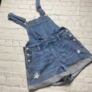 Old Navy Shortalls Women Size XS Denim Blue Shorts Bib Overalls with Pockets